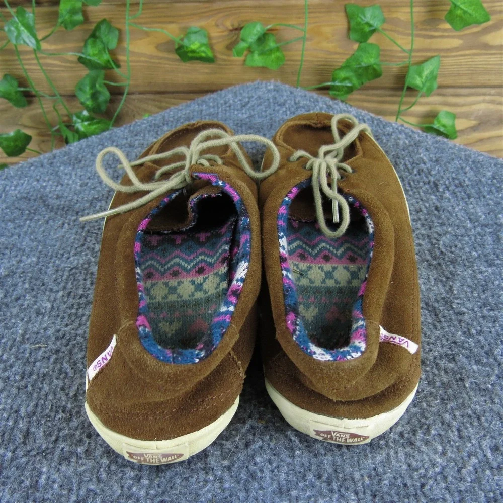 VANS Women‎ Rata Flat Sneaker Brown Leather Sz 5.5 Medium  Used 2025